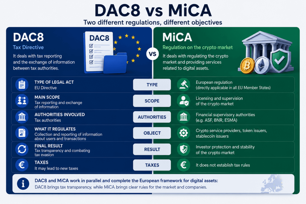 DAC8 vs MiCA - Two different regulations, different objectives