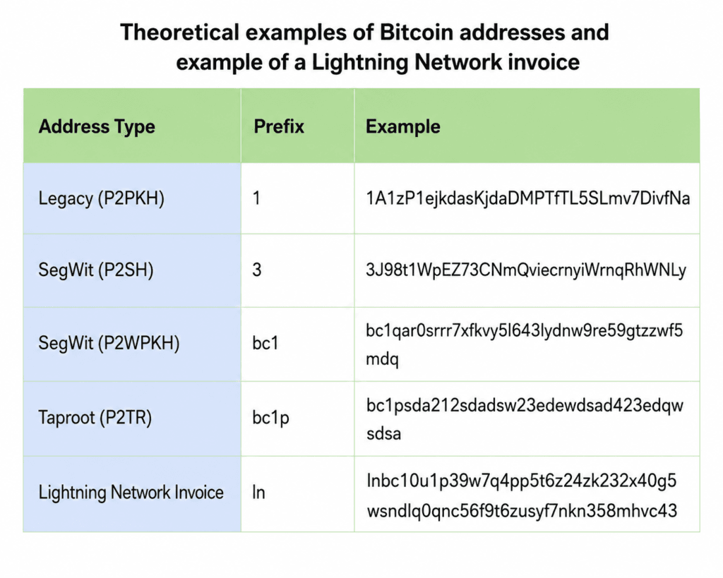 bitcoin address : examples and types