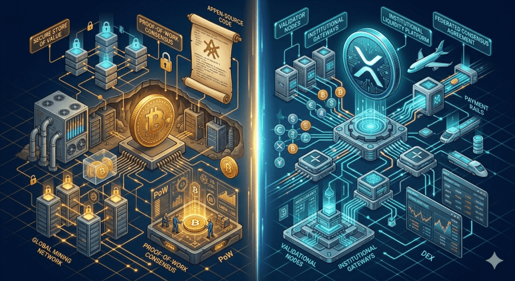XRP vs Bitcoin – Mining și Consens