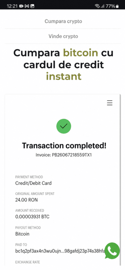 Status tranzacție Bitcoin