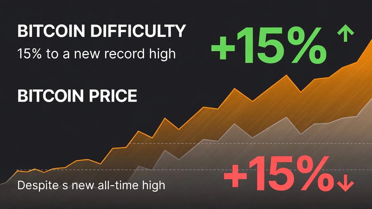 Bitcoin Difficulty Increases 15%, Record Since 2021 Despite Price Drop