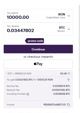 Cost transfer Bitcoin