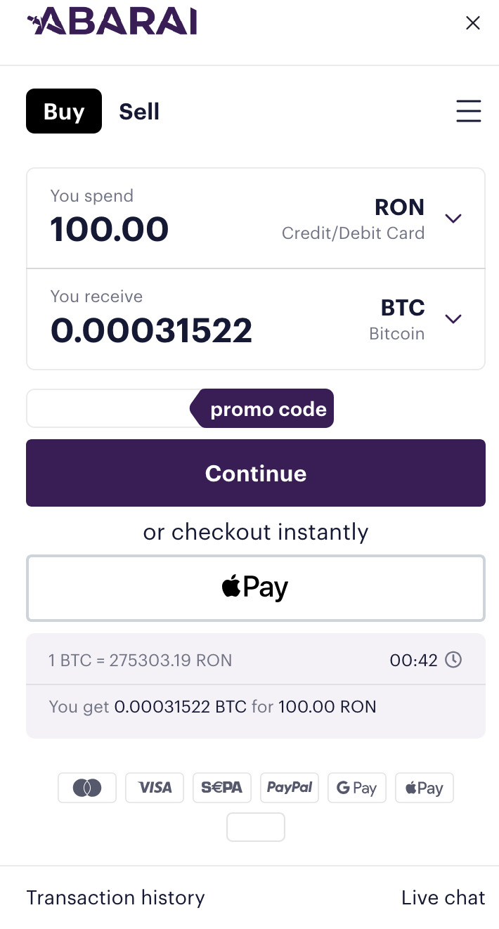 Rampa crypto On/Off